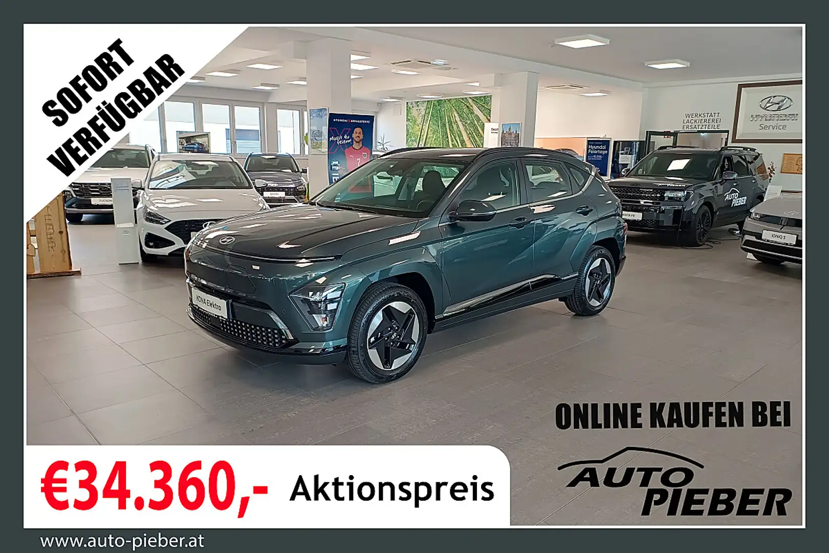 Hyundai KONA Kona Elektro 64,8kWh Smart Line *Wärmepumpe*LED... Grün - 1