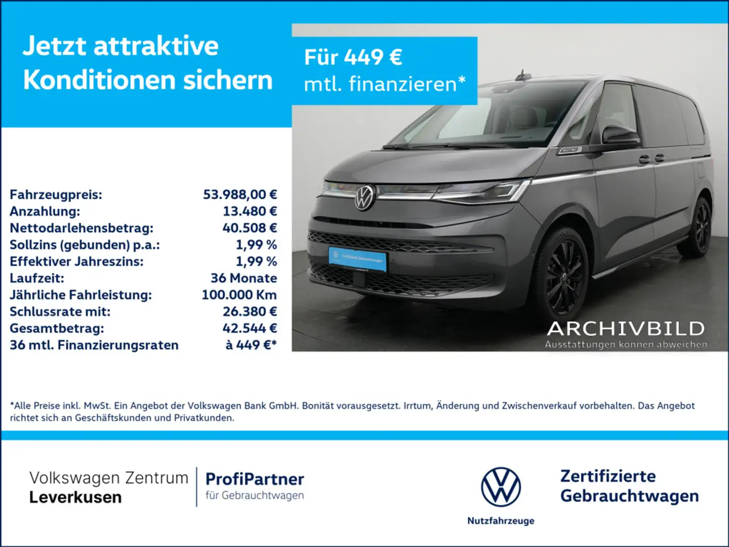 Volkswagen T7 Multivan Style 7-SITZER LEDER MATRIX AHK H Grau - 1