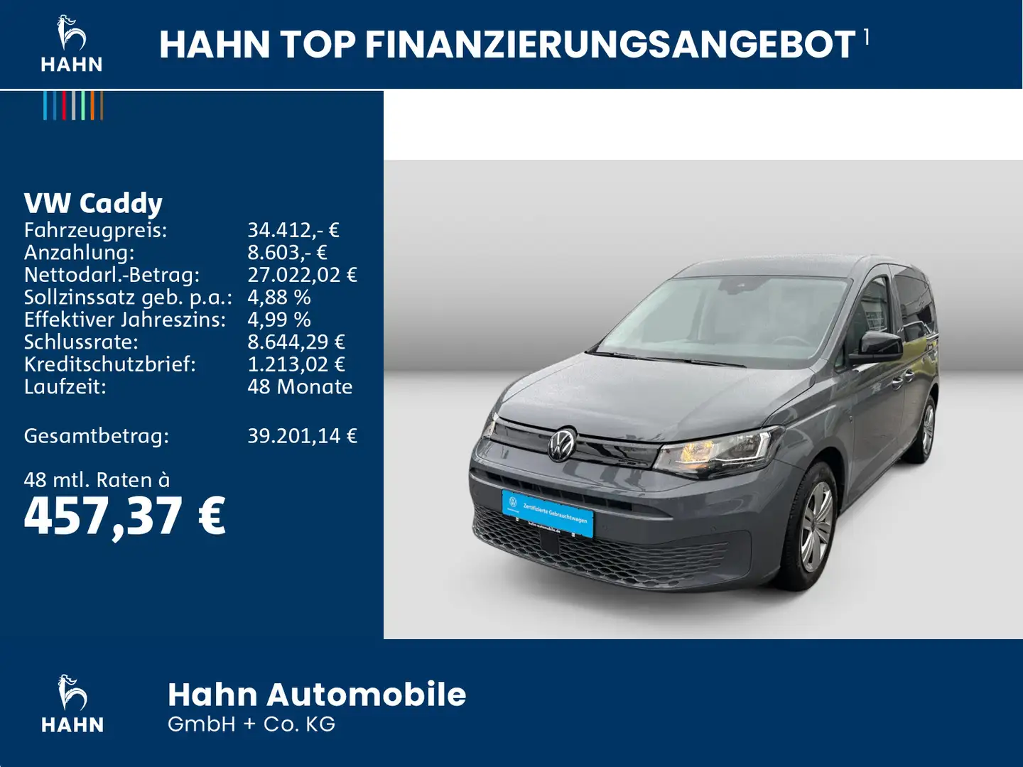 Volkswagen Caddy 2.0TDI 90KW AHK ACC Kamera Grijs - 2