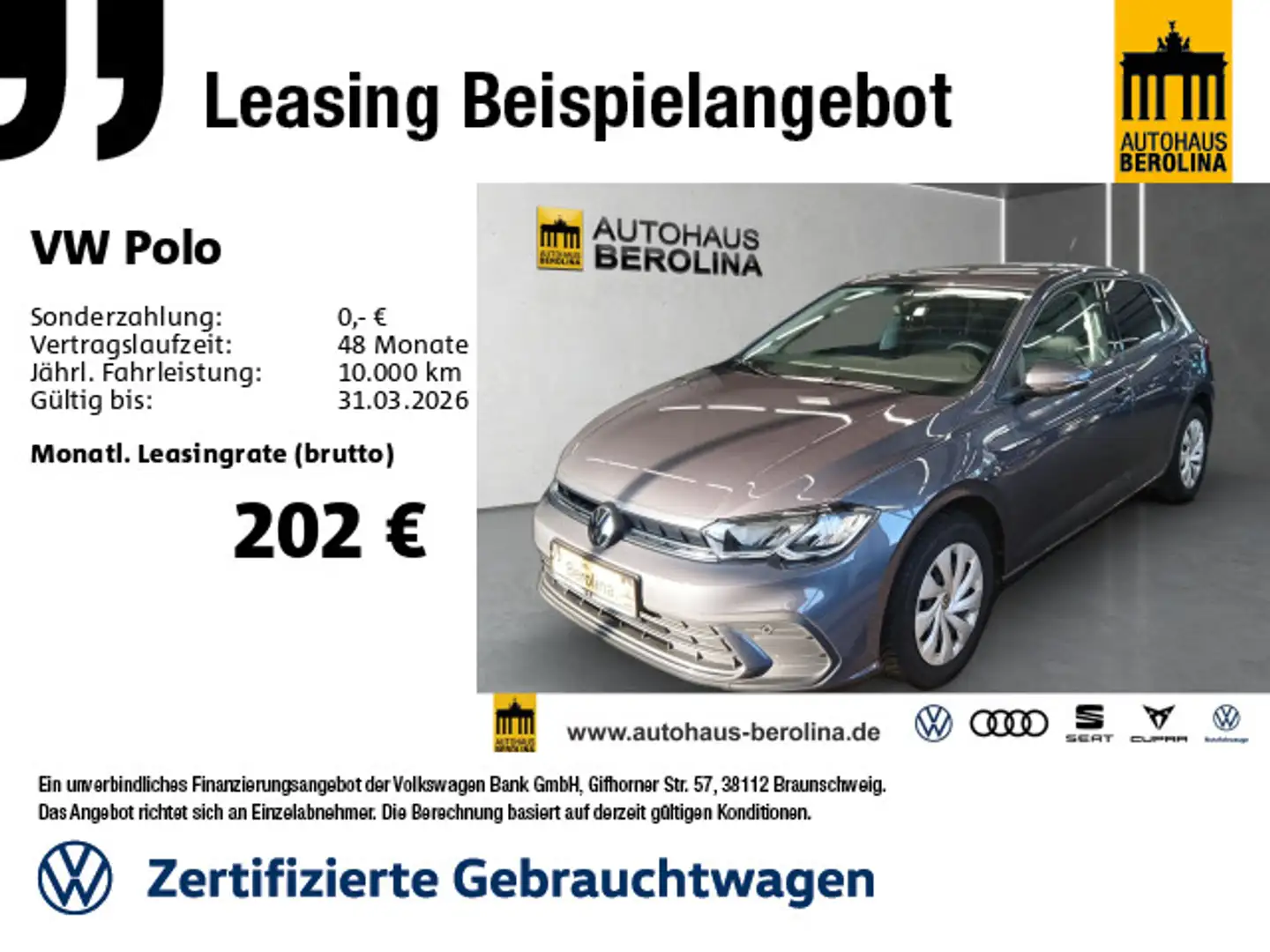 Volkswagen Polo 1.0 TSI Life *ACC*NAV*SHZ*PDC*App-Connect* Grau - 1