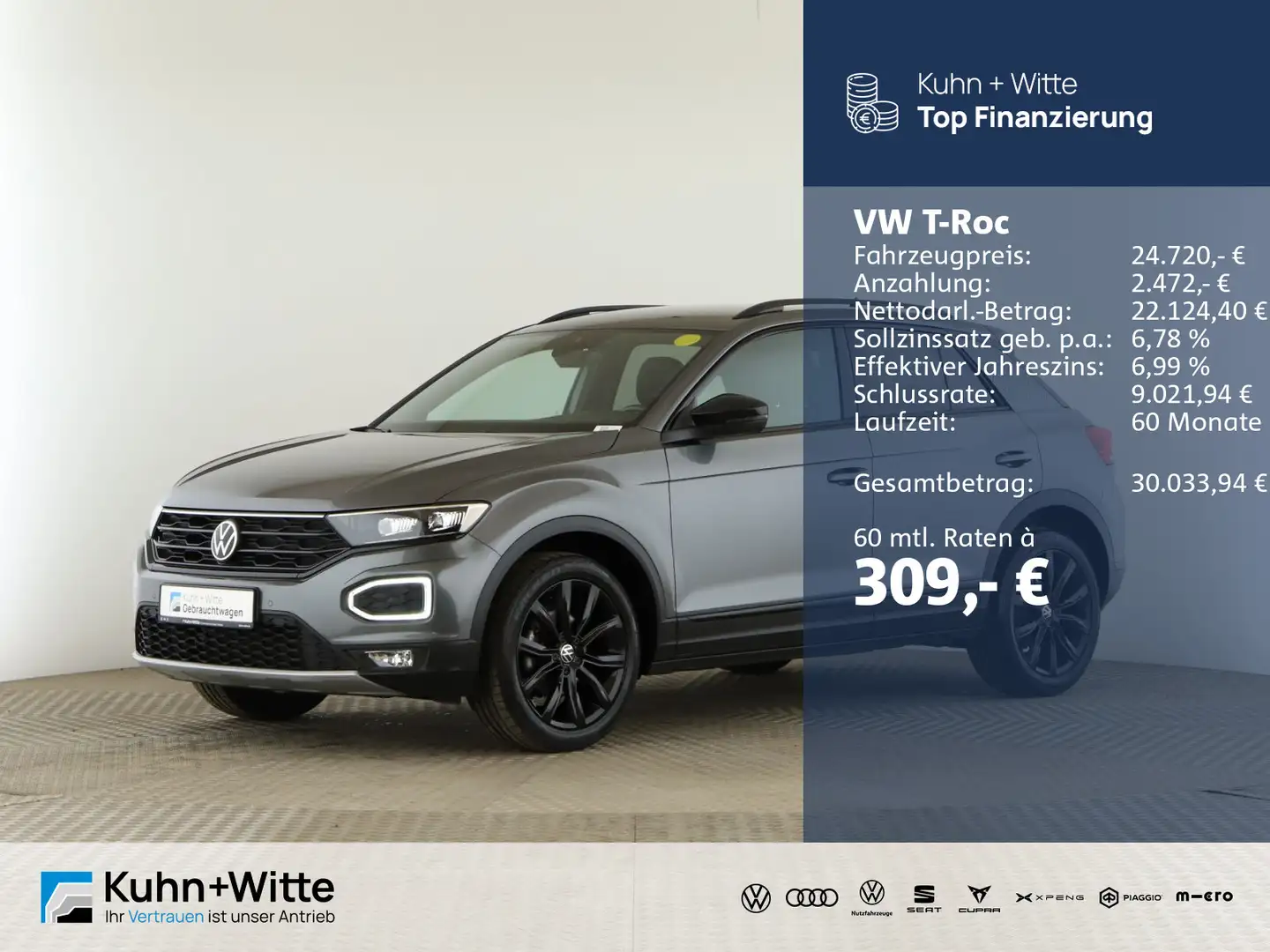 Volkswagen T-Roc 1.5 TSI Sport *ACC*LED*RFK*Navi*SHZ* Grau - 1