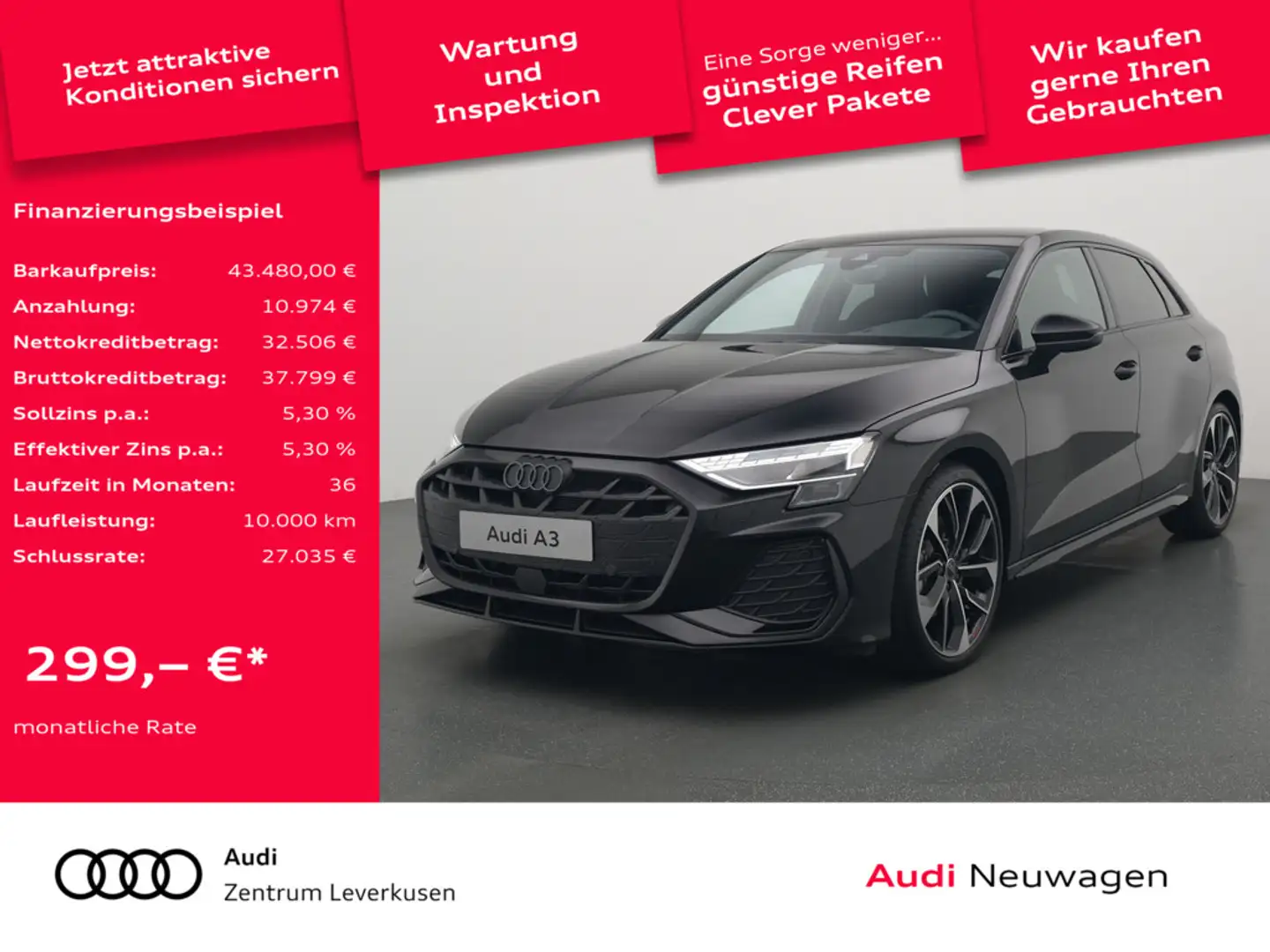 Audi A3 S line S tronic ACC KAM NAVI VIRT PDC SHZ Grau - 1