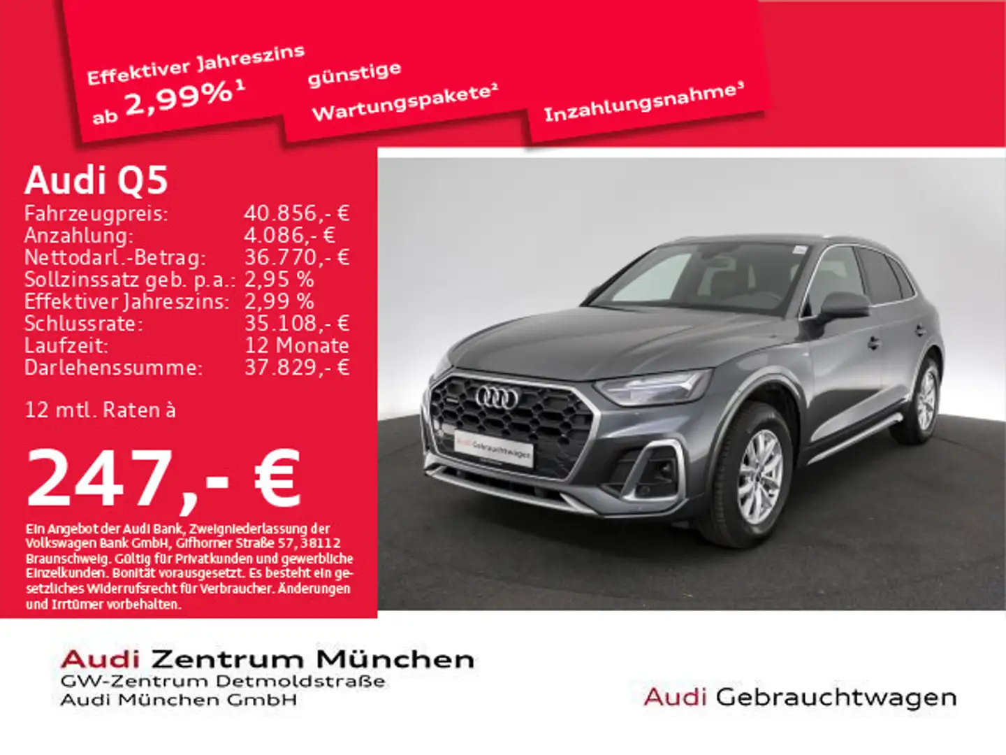 Audi Q5 40 TDI qu. S tronic S line AHK/Virtual+/Navi+ Grau - 1