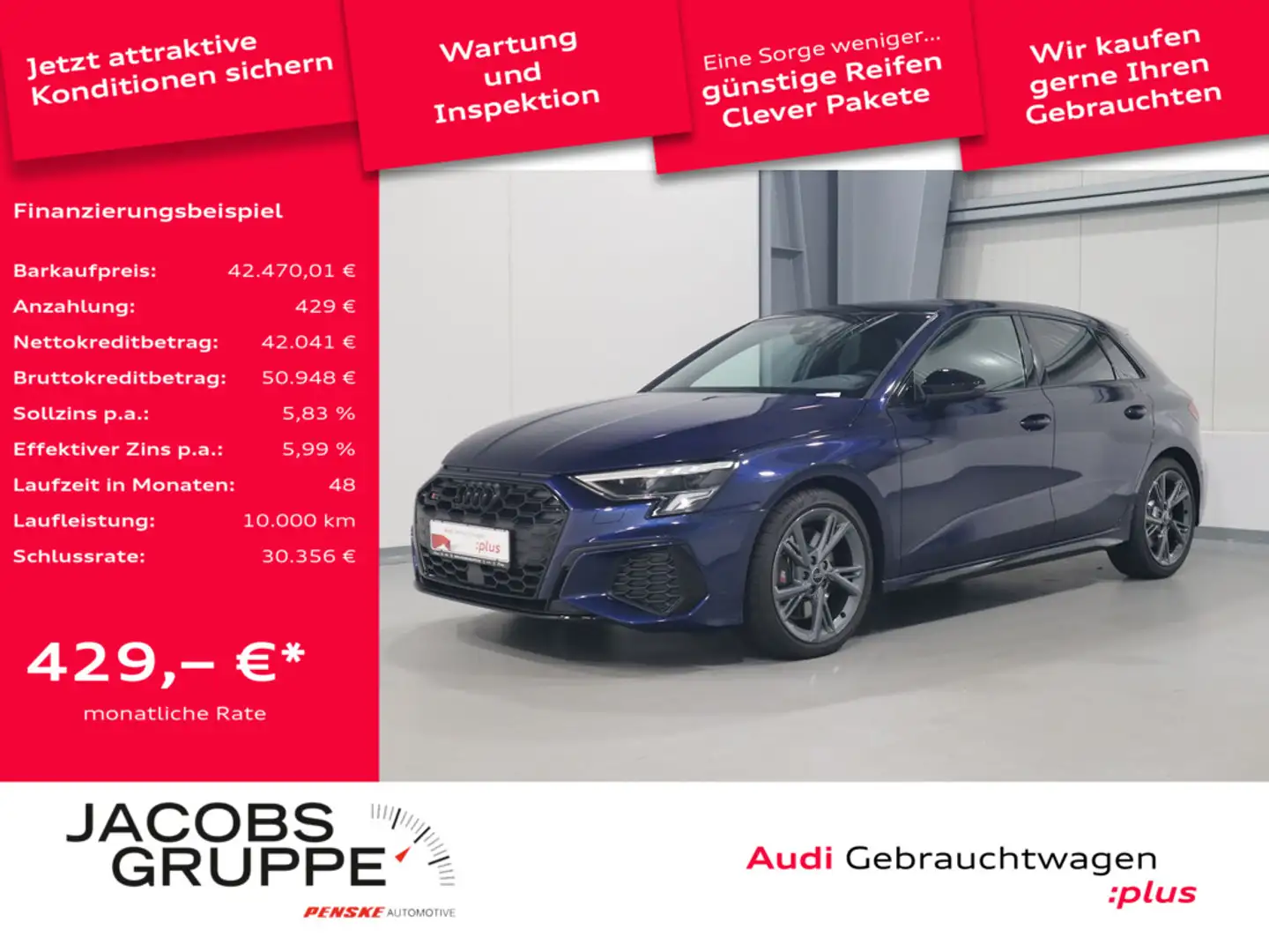 Audi S3 Sportback 2.0 TFSI quattro Pano*LED*PDC * Blau - 1