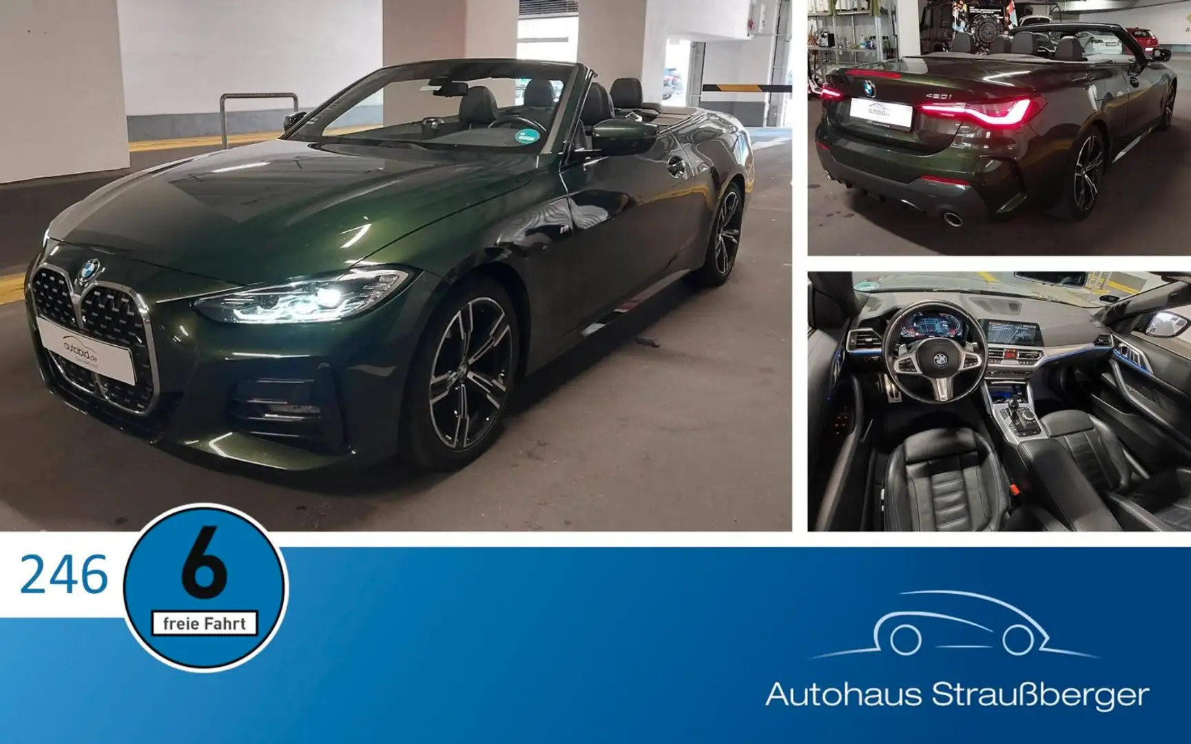 BMW 420 i Cabrio M Sport TMP ALARM RFK SHZ MemorySitz Grün - 1