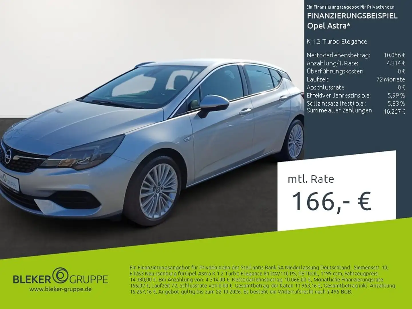 Opel Astra K 1.2 Turbo Elegance Argent - 1