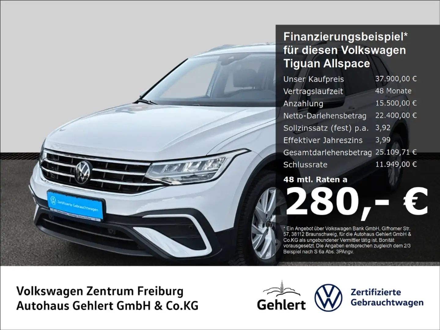Volkswagen Tiguan Allspace Life 1.5 TSI DSG AHK Navi LED ACC 7-Sitzer Weiß - 1