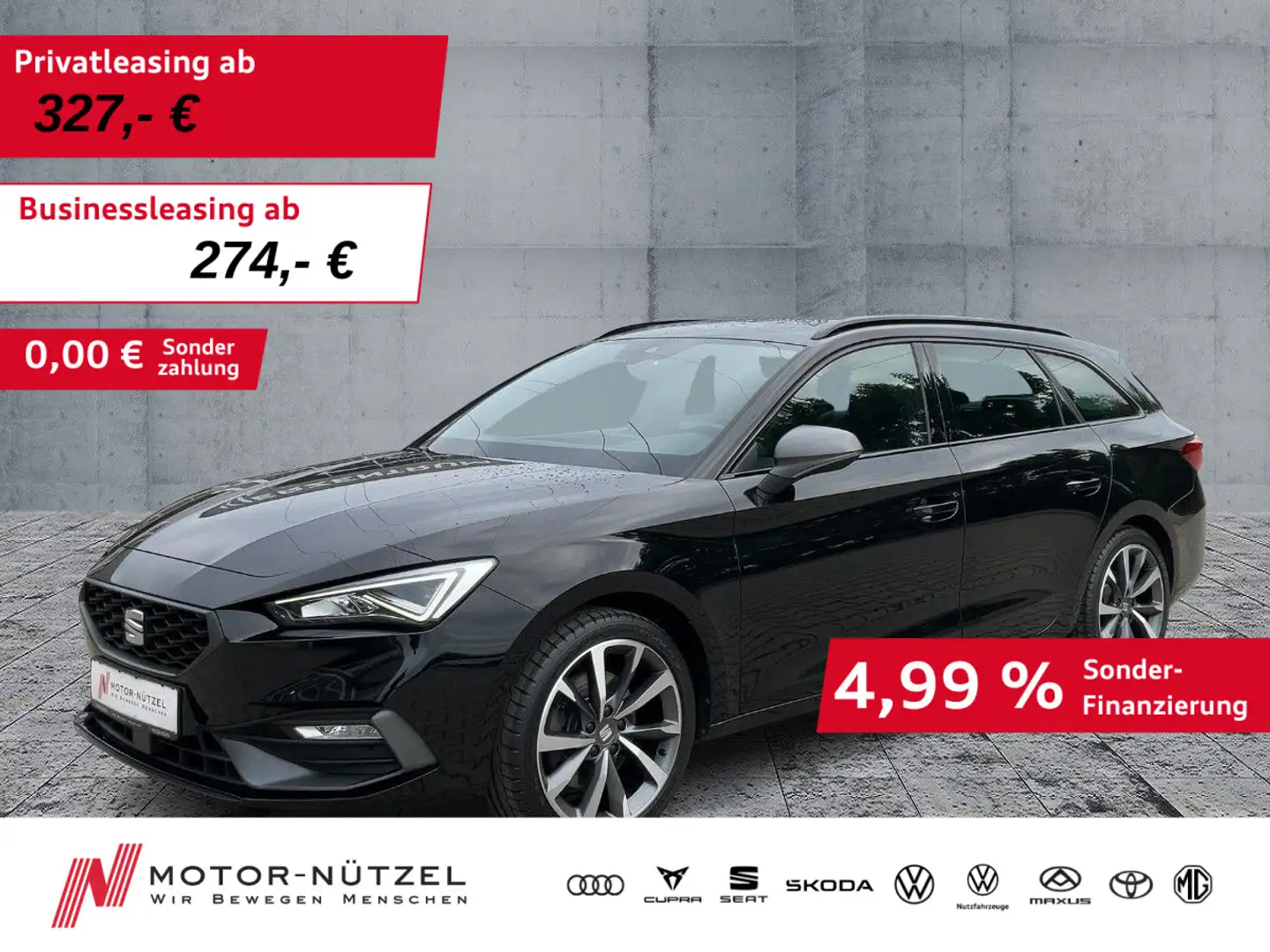 SEAT Leon ST 2.0 TDI DSG 4DRIVE FR-LINE LED+NAVI+PANO Schwarz - 1