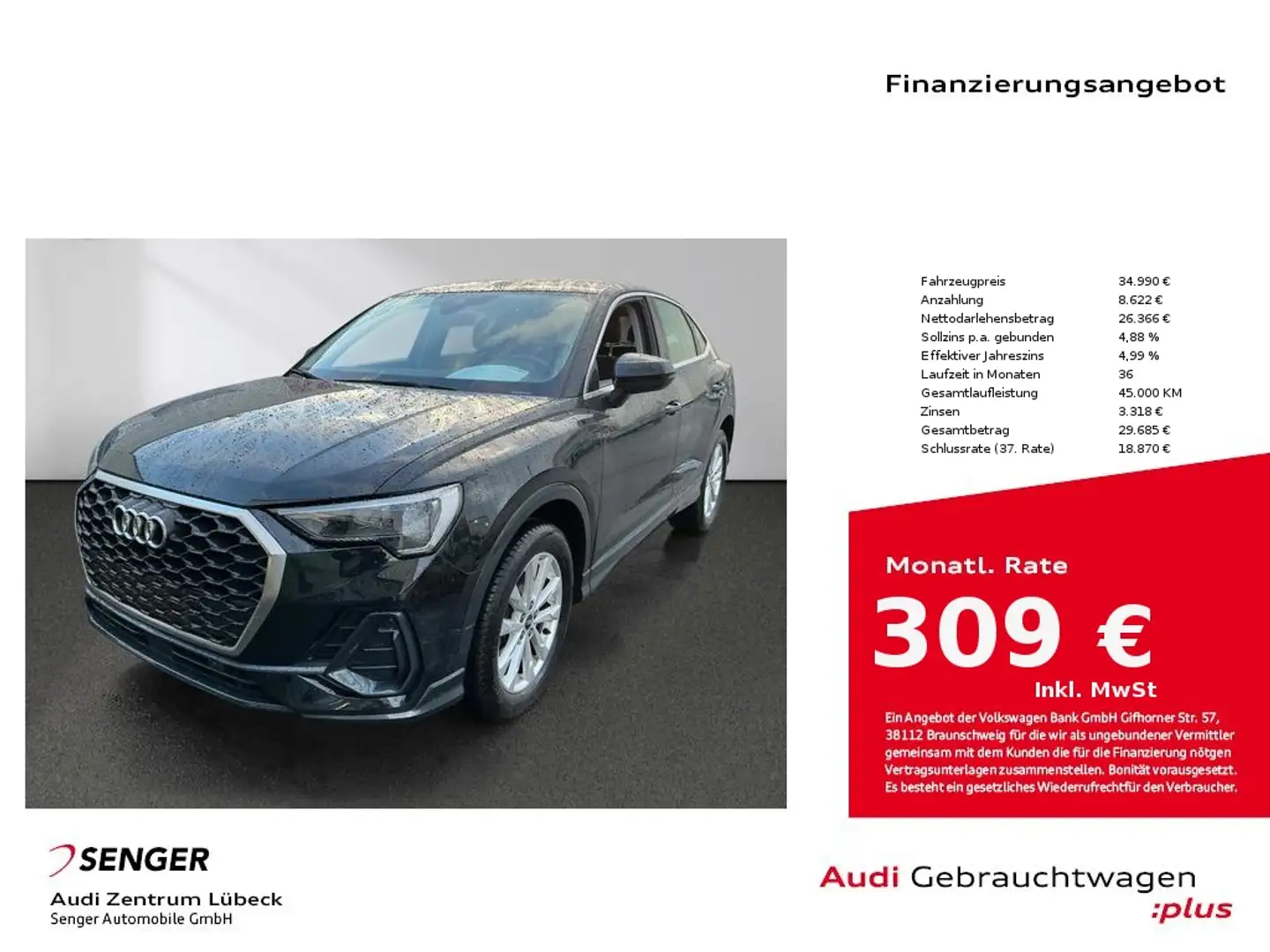 Audi Q3 Sportback 35 TFSI Sitzhzg. PDC Virtual-Cockp. Schwarz - 1