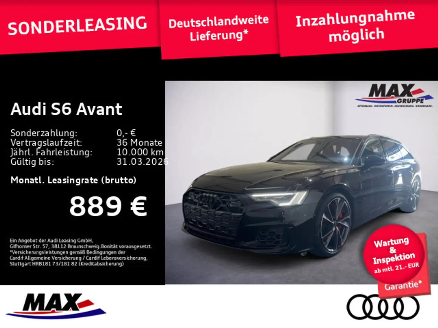 Audi S6 TDI quattro MATRIX+AHK+B&O+PANO+HUD+KAM Schwarz - 1