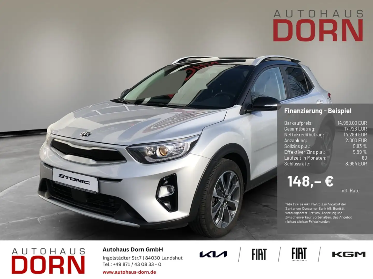 Kia Stonic 1.6D Spirt/ Navi, Rückhrfahrkamera umv. Silber - 1