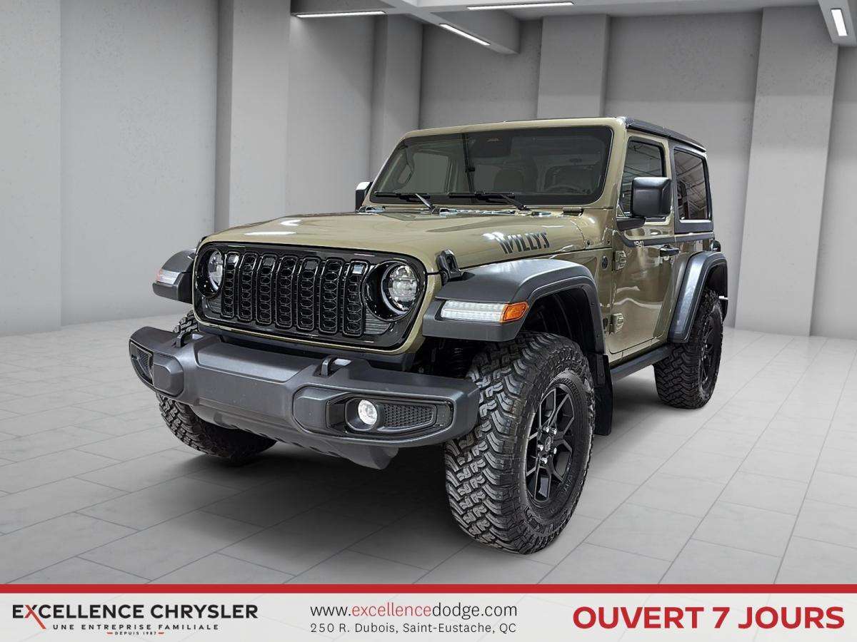 2026 Jeep Wrangler Willys 2 portes 4x4 , TRANSMISSION AUTO, TOIT DUR, SIEGES VOLANT CHAUFFANTS, DEM. A DISTANCE, APPLE
