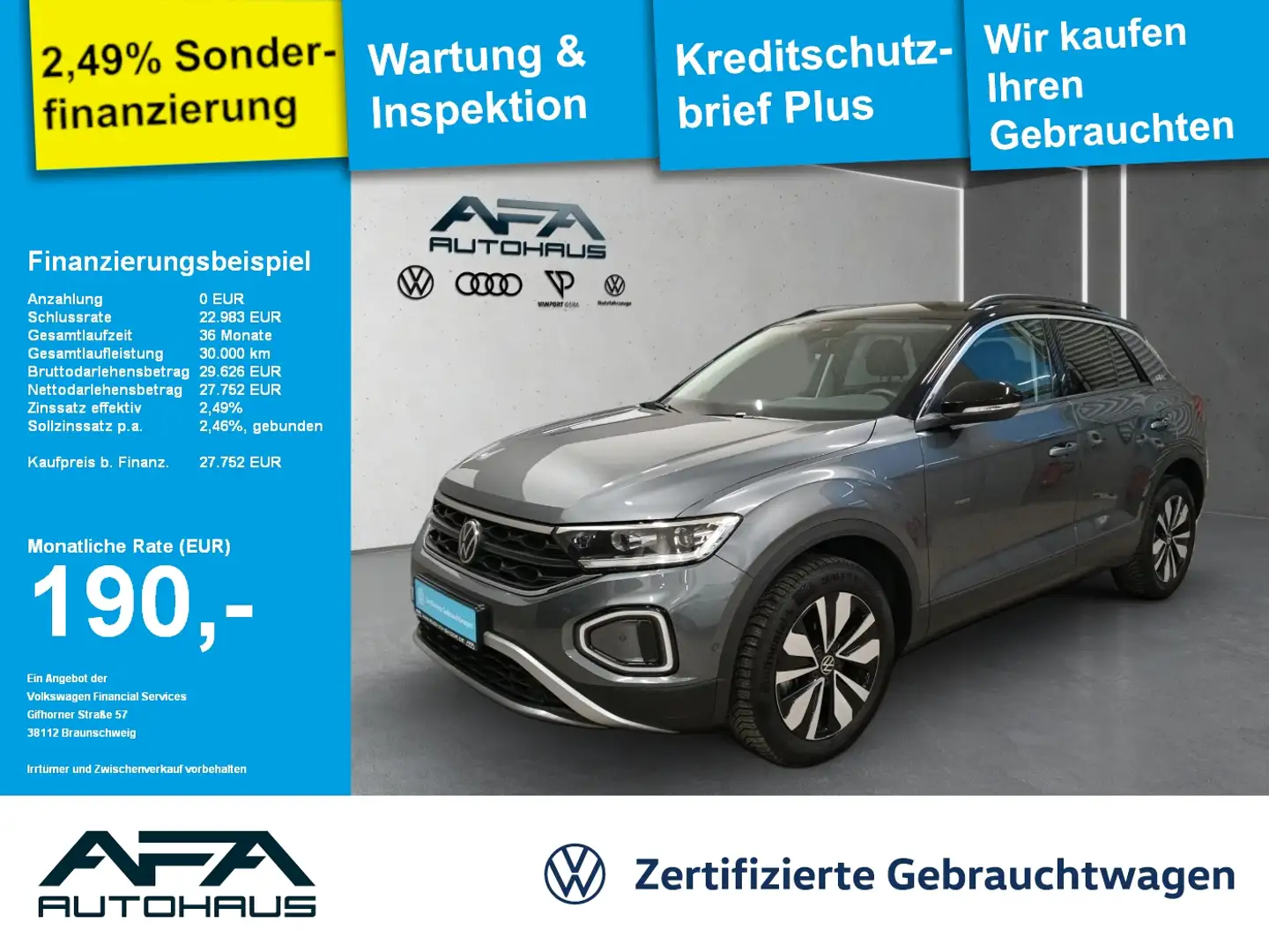 Volkswagen T-Roc 2.0 TDI GOAL DSG AHK*LED*Navi*ACC*RFK*APP Grau - 1