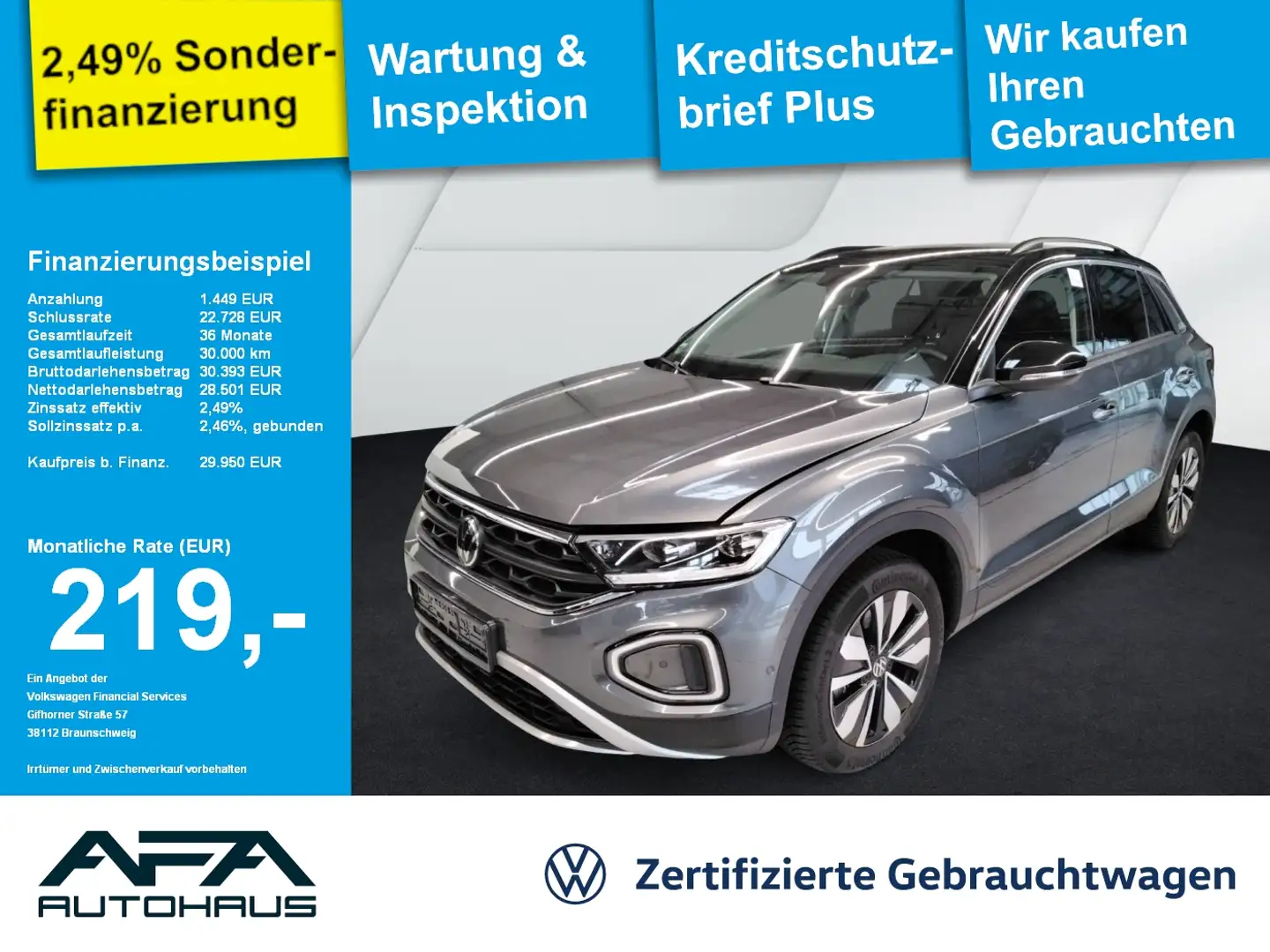 Volkswagen T-Roc 2.0 TDI GOAL DSG AHK*LED*Navi*ACC*RFK*APP Grau - 1