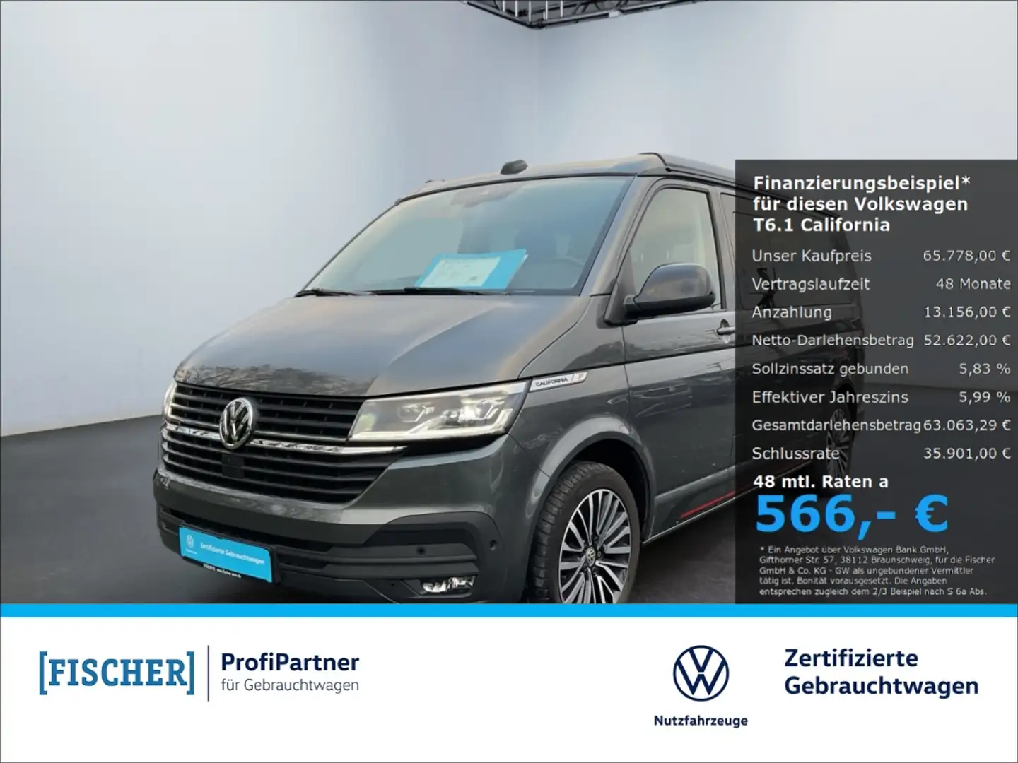 Volkswagen T6.1 California Beach Edtion  2.0TDI 4Motion DSG AHK Navi ACC Grau - 1