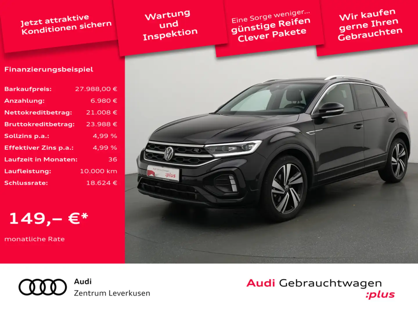 Volkswagen T-Roc R-Line DSG ACC LEDER NAVI VIRT KAM CARP Schwarz - 1