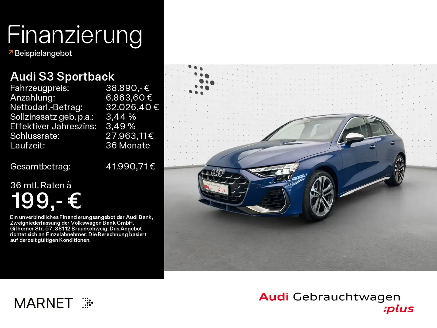 Audi S3 TFSI quattro*Navi*LED*Alu*PDC*Virtu Bleu - 1
