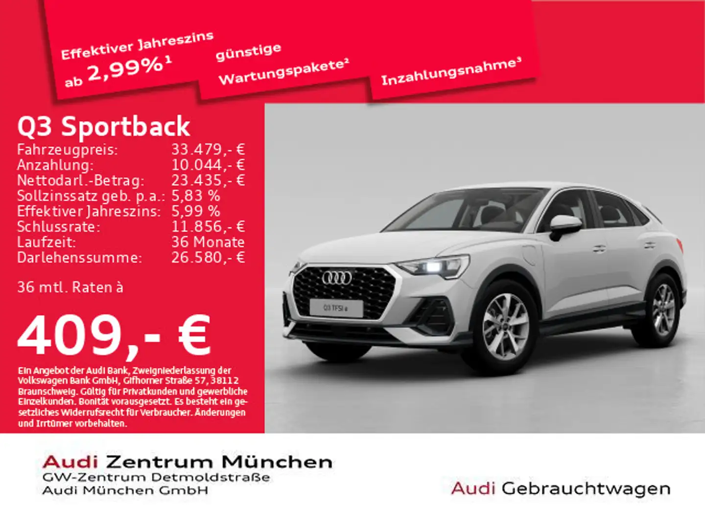 Audi Q3 45 TFSI e S tronic Virtual+/Navi+/P Weiß - 1
