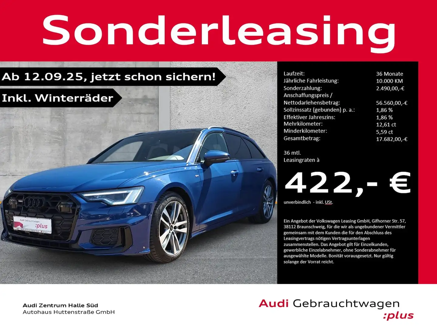 Audi A6 Avant 50 TDI qu S line UPE94 MATRIX PANO AHK Blau - 1