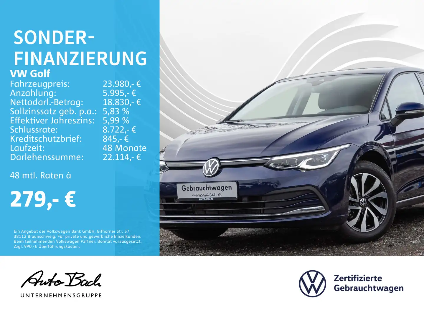 Volkswagen Golf VIII 1.5 eTSI "ACTIVE" DSG Navi LED ACC Dig Azul - 1