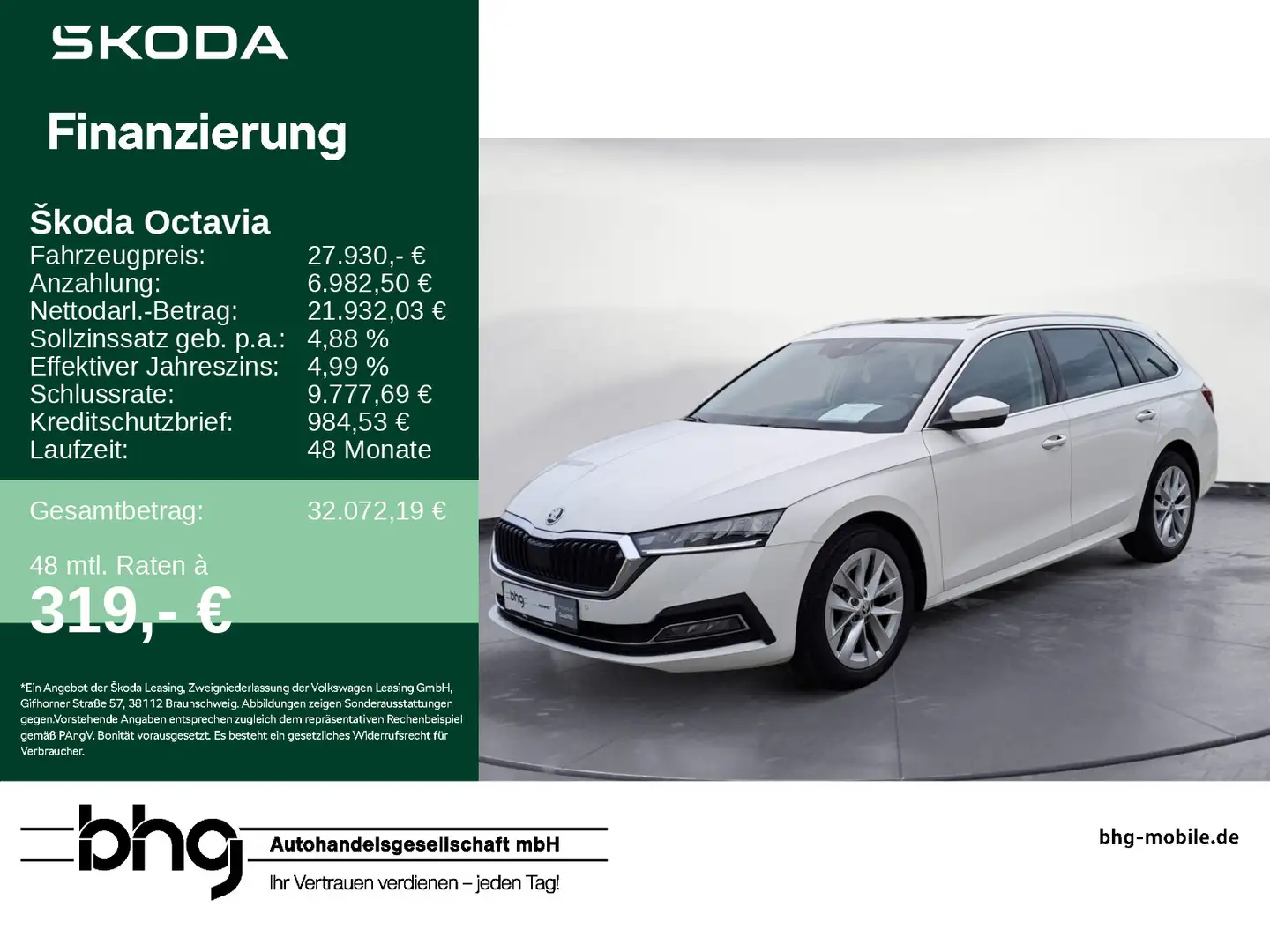 Skoda Octavia Combi 2.0 TDI DSG Style LED-Scheinwerfer Weiß - 1