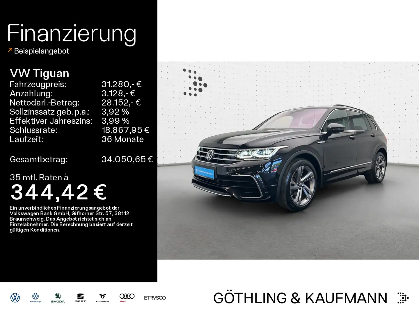Volkswagen Tiguan R-Line 2.0 TDI*DSG*AHK*KAM*MATRIX*NAVI* Negro - 1