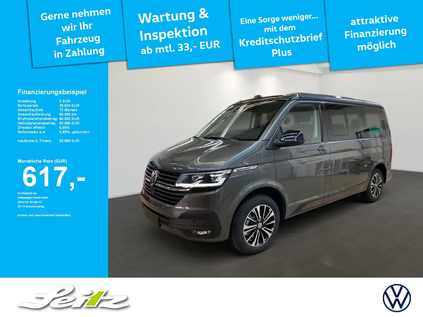 Volkswagen T6.1 California Beach Tour Edition 2.0 TDI KR *NAVI*KAMERA*STANDH* Grau - 1