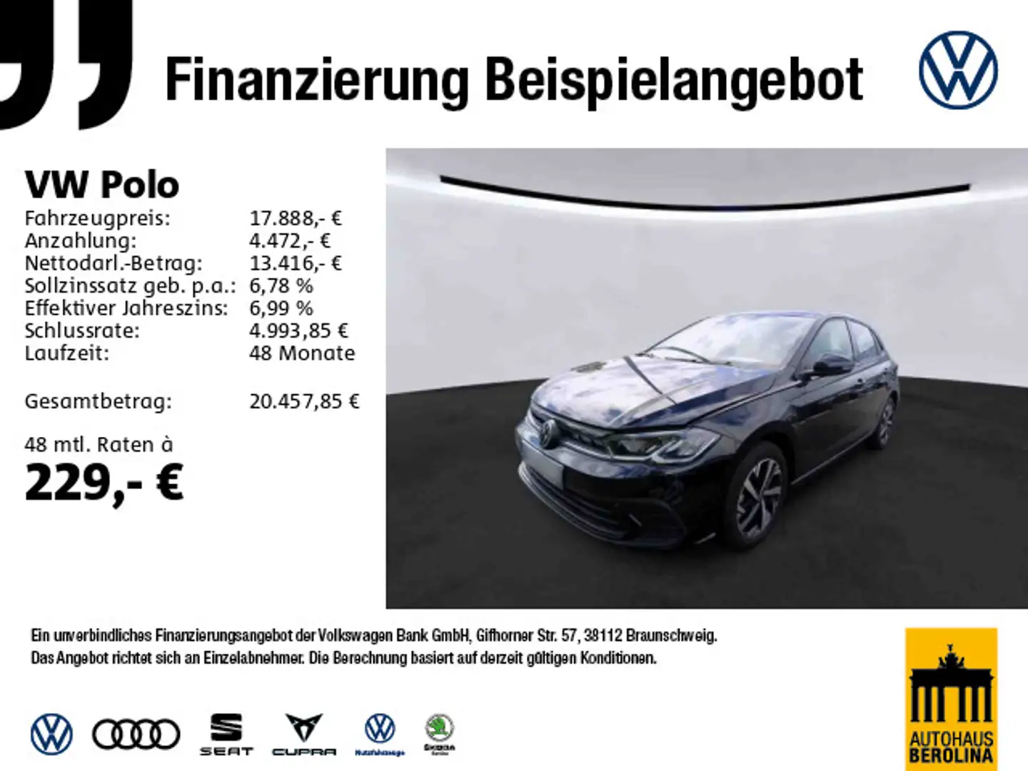 Volkswagen Polo 1.0 TSI Life *App-Connect*PDC*SHZ*KLIMA* Schwarz - 1