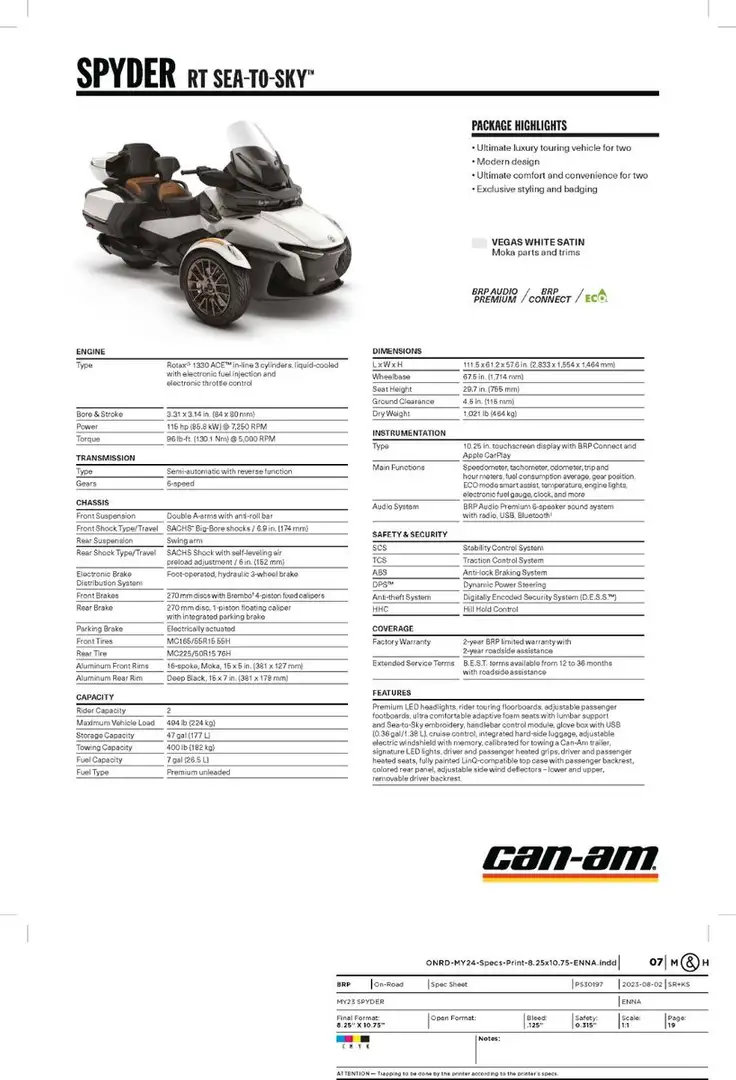 Can Am Spyder RT ACE Sea to Sky 2024 Alb - 2
