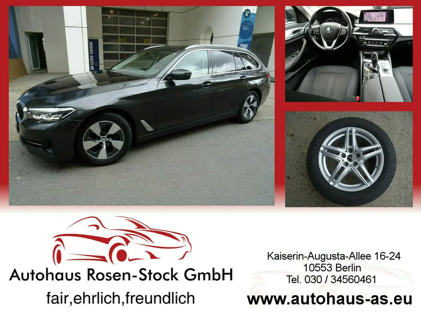 BMW 520 520d Tour Autom,Mod 2021,AHK,ACC,360°,Totwinkel Grau - 1