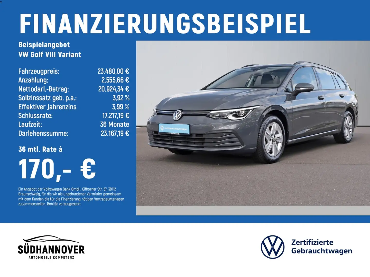 Volkswagen Golf VIII Variant Life 1.5 eTSI DSG AHK+NAVI+LED Grau - 2