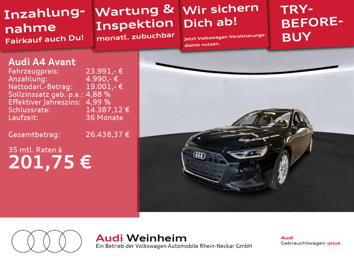 Audi A4 35 TFSI LED Navi S-tronic uvm Noir - 1