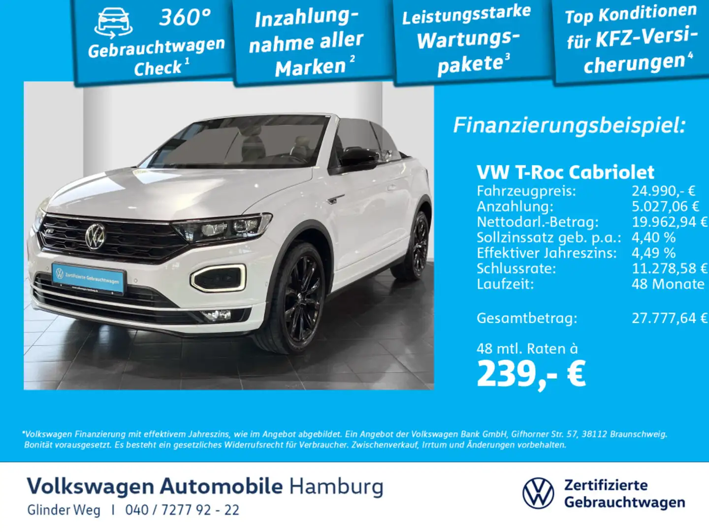 Volkswagen T-Roc R-Line 1.5 l TSI Park Assist Nav Weiß - 1