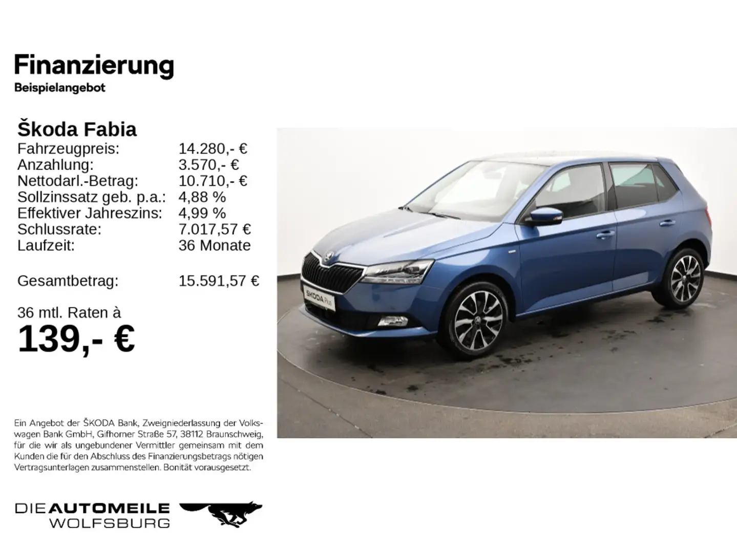 Skoda Fabia 1,0 TSI Drive 125 Pano/ACC/Einparkhi Blauw - 2