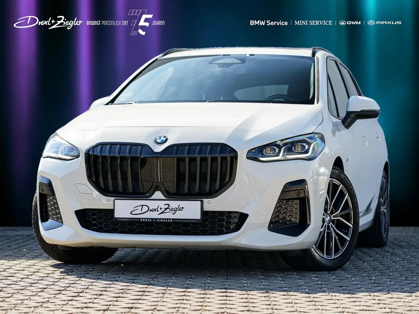 BMW 220 220d Active Tourer M-Sport AHK PANO HuD H&K 360° Weiß - 1