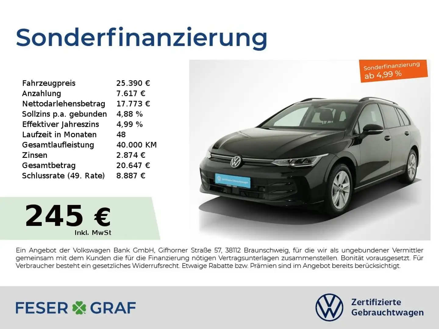 Volkswagen Golf Variant 1.5eTSI Life DSG LED HuD KAMERA Schwarz - 1