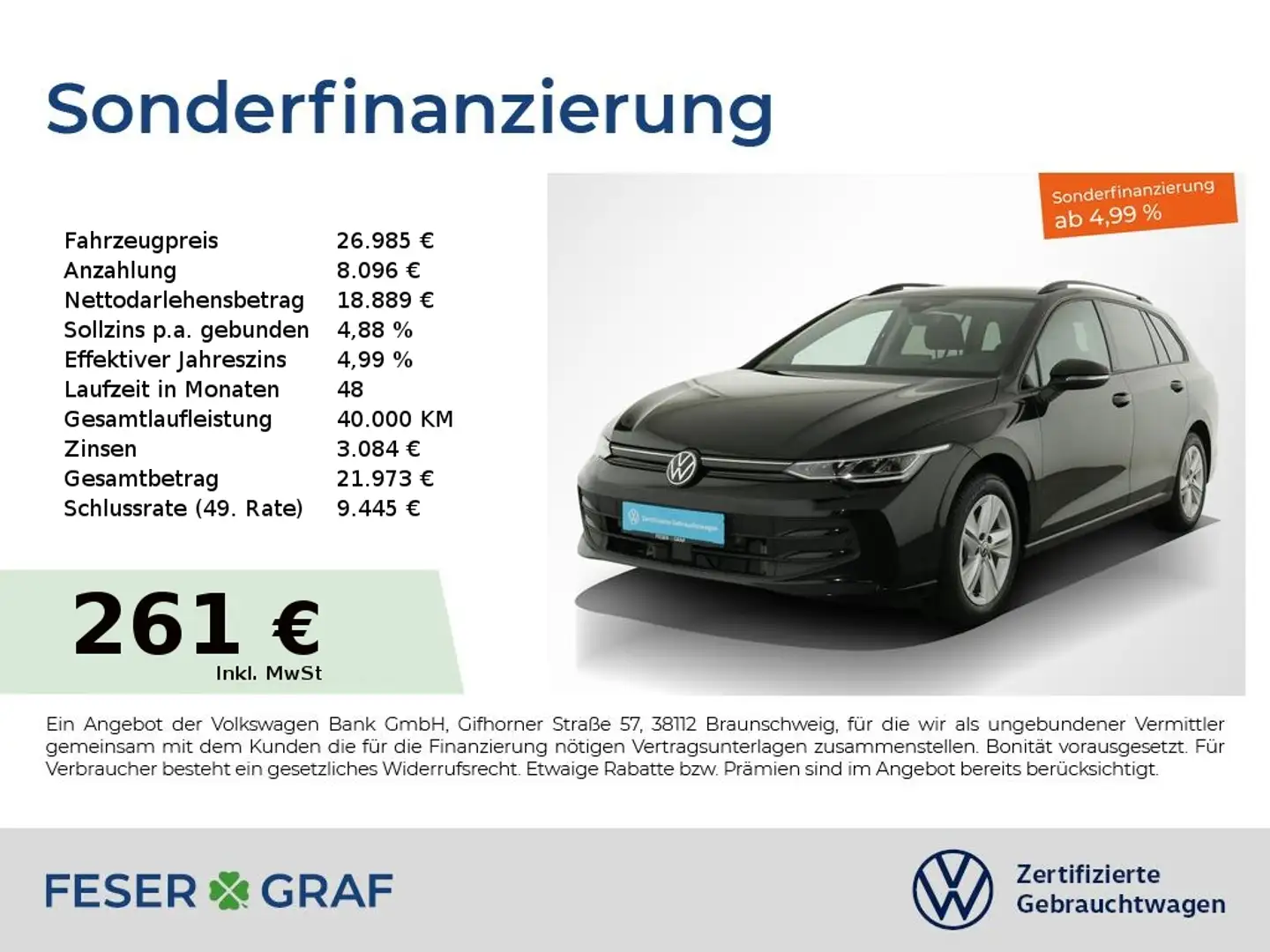 Volkswagen Golf Variant 1.5eTSI Life DSG LED HuD KAMERA Schwarz - 1