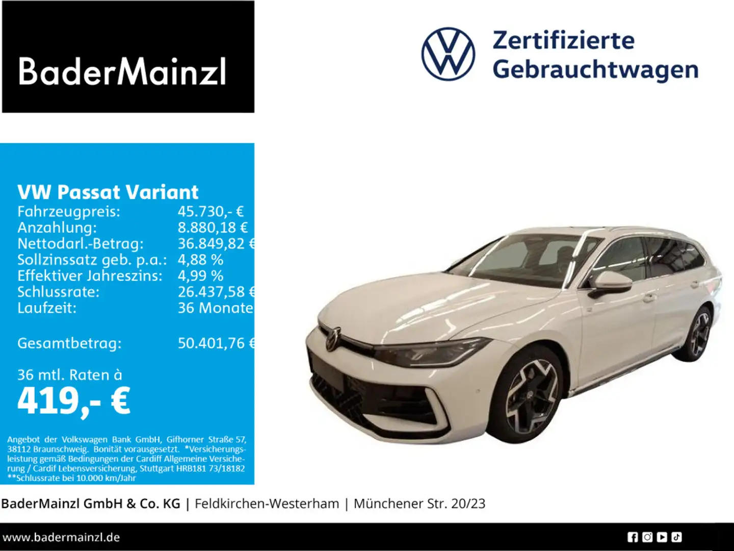 Volkswagen Passat Variant 2.0 TDI 4M DSG R-Line AHK Pano Weiß - 1