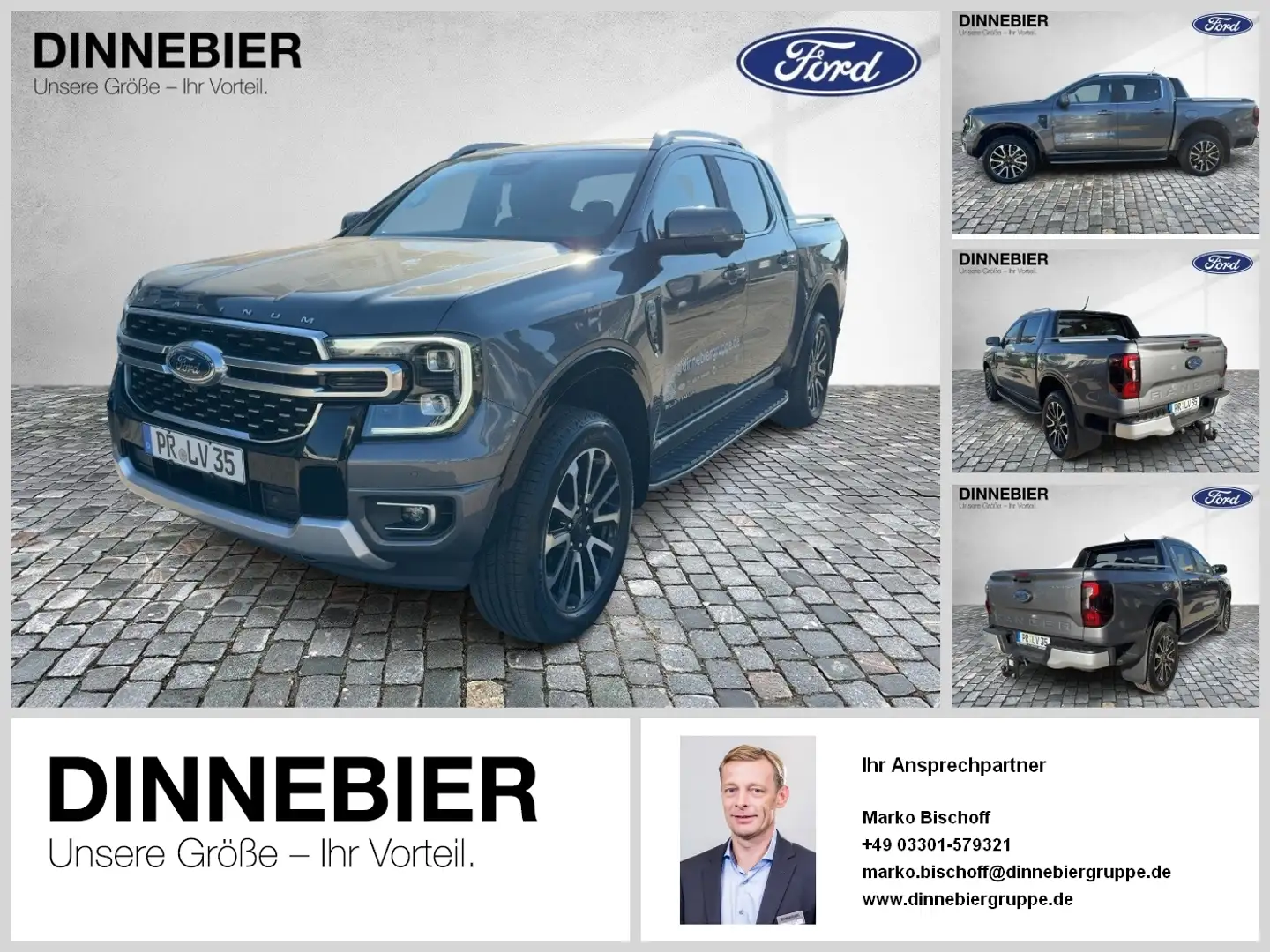 Ford Ranger DoKa 3.0l Ecoblue Platinum 177 kW Grau - 1