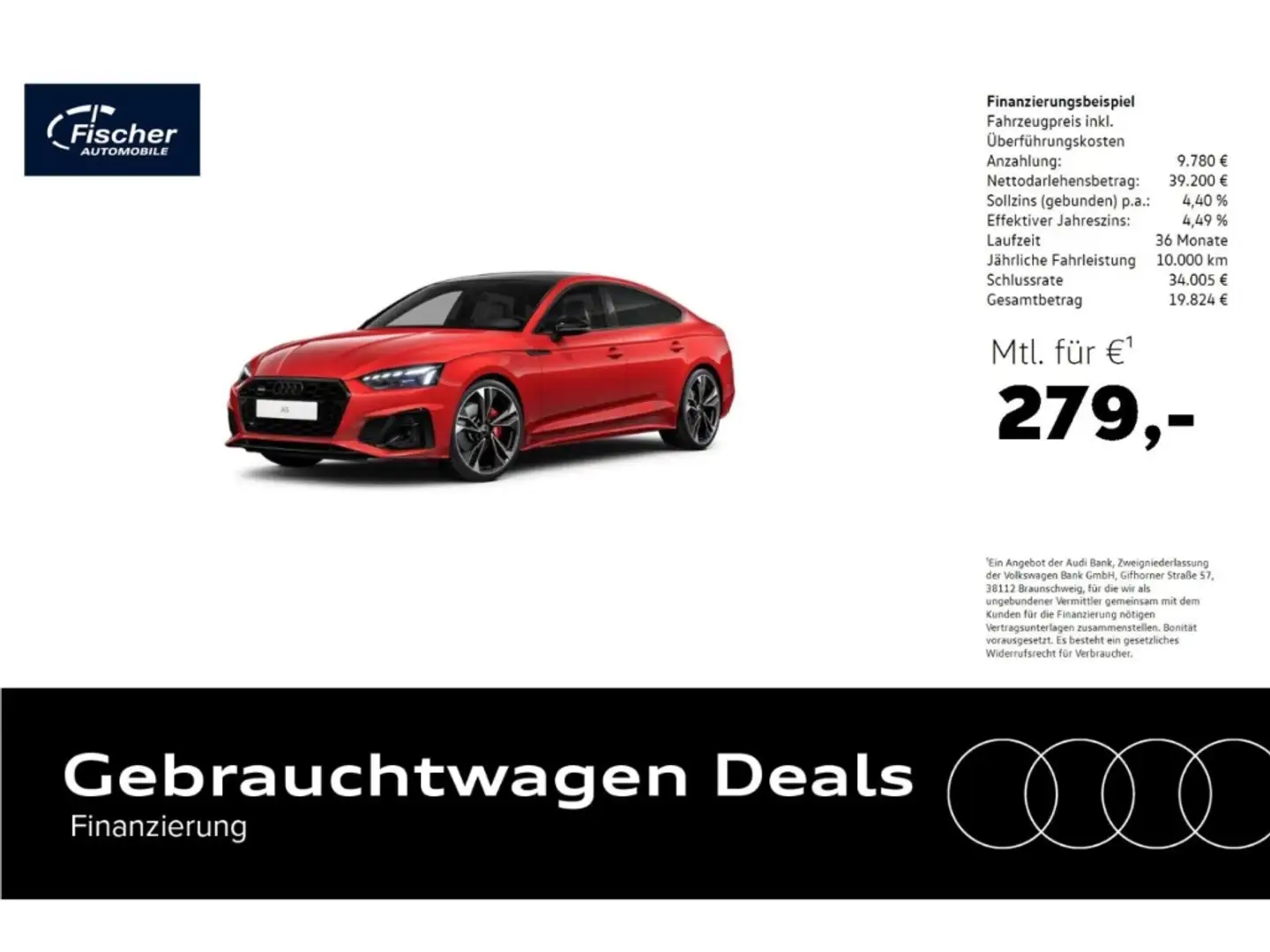 Audi A5 Sportback 40 TFSI qu. S line competition plus Rot - 1