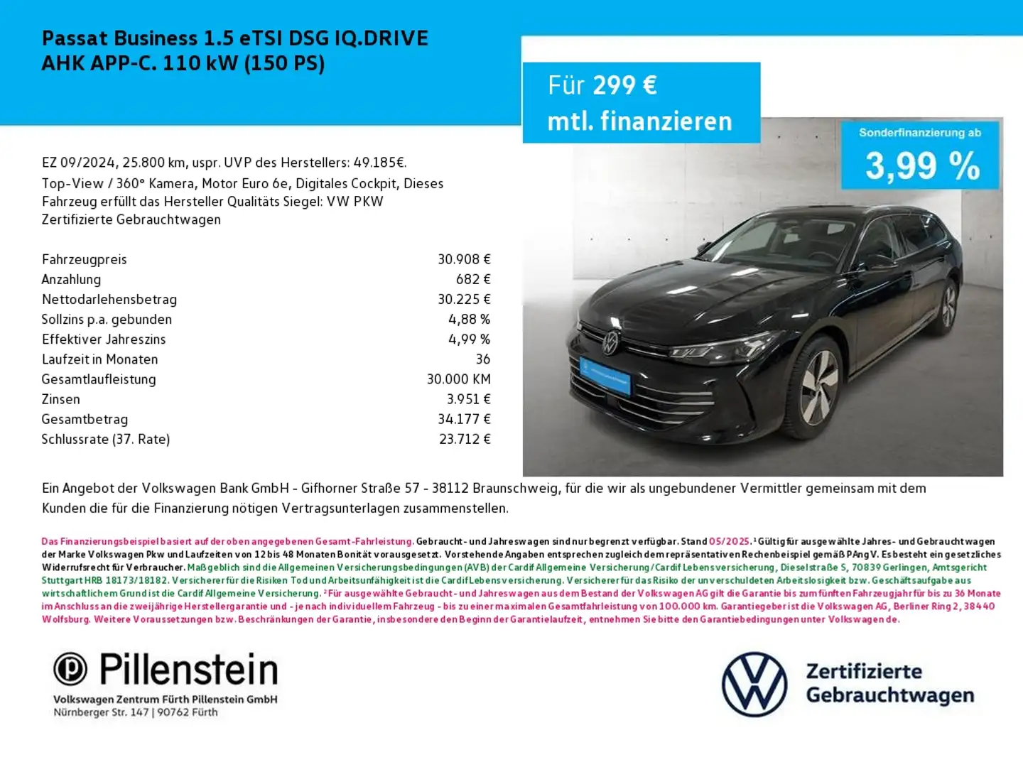 Volkswagen Passat Business 1.5 eTSI DSG IQ.DRIVE AHK APP-C. Schwarz - 1