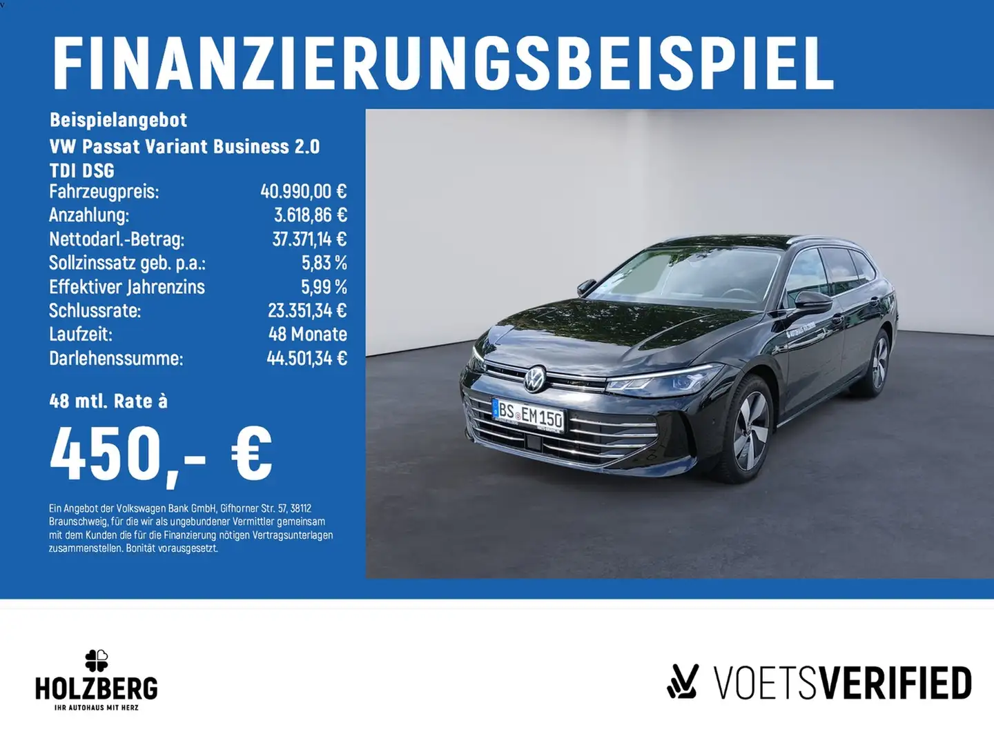 Volkswagen Passat Variant Business 2.0 TDI DSG NAVI+RearView+ACC Schwarz - 2