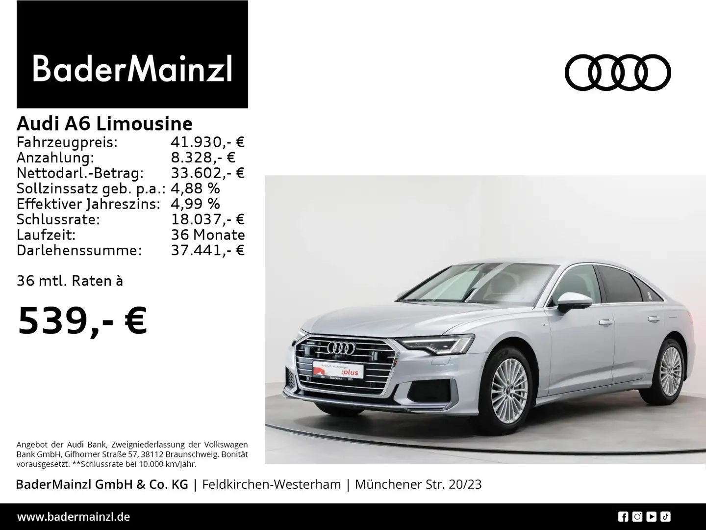 Audi A6 50 TFSIe quattro s line HUD Matrix Silber - 1