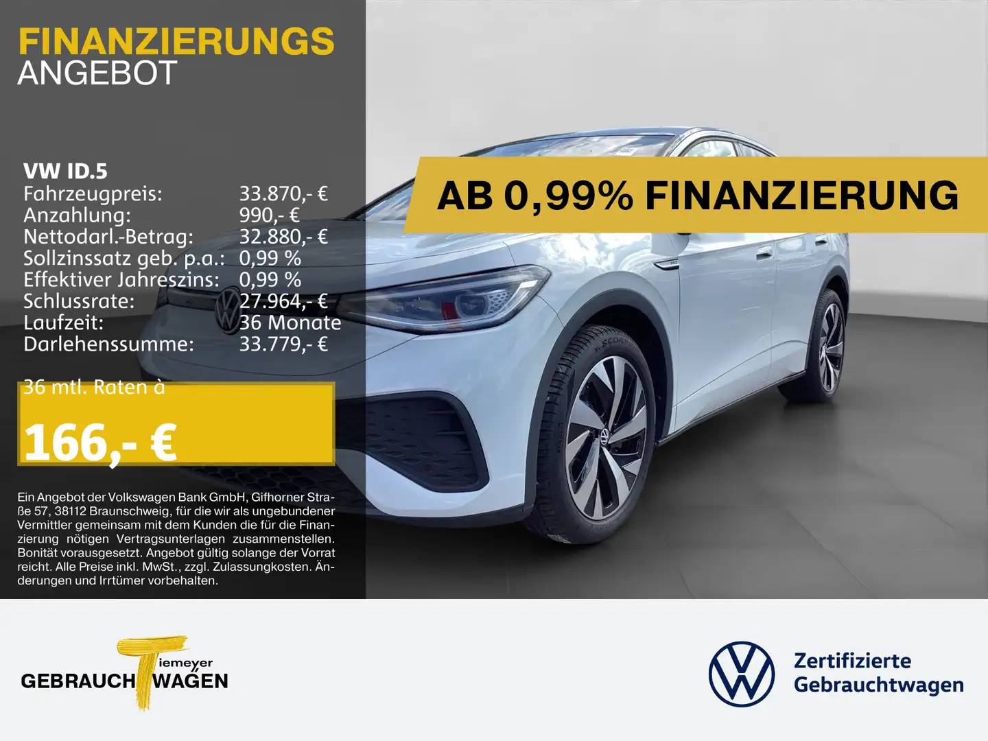 Volkswagen ID.5 PRO UPE66 LM20 AHK KAMERA NAVI Weiß - 1