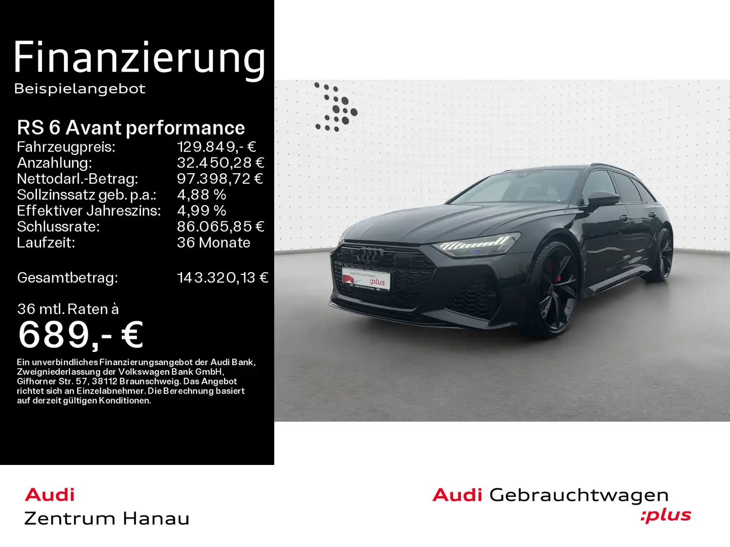 Audi RS6 *NAVI-PLUS*KAMERA*HUD*RS-A Zwart - 1