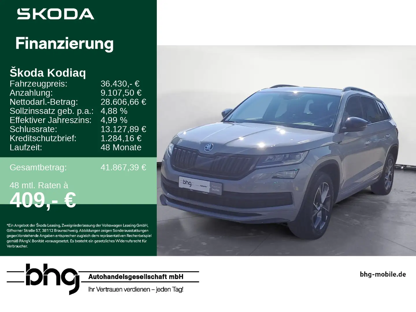 Skoda Kodiaq 2.0 TSI 4x4 DSG Sportline Grau - 1