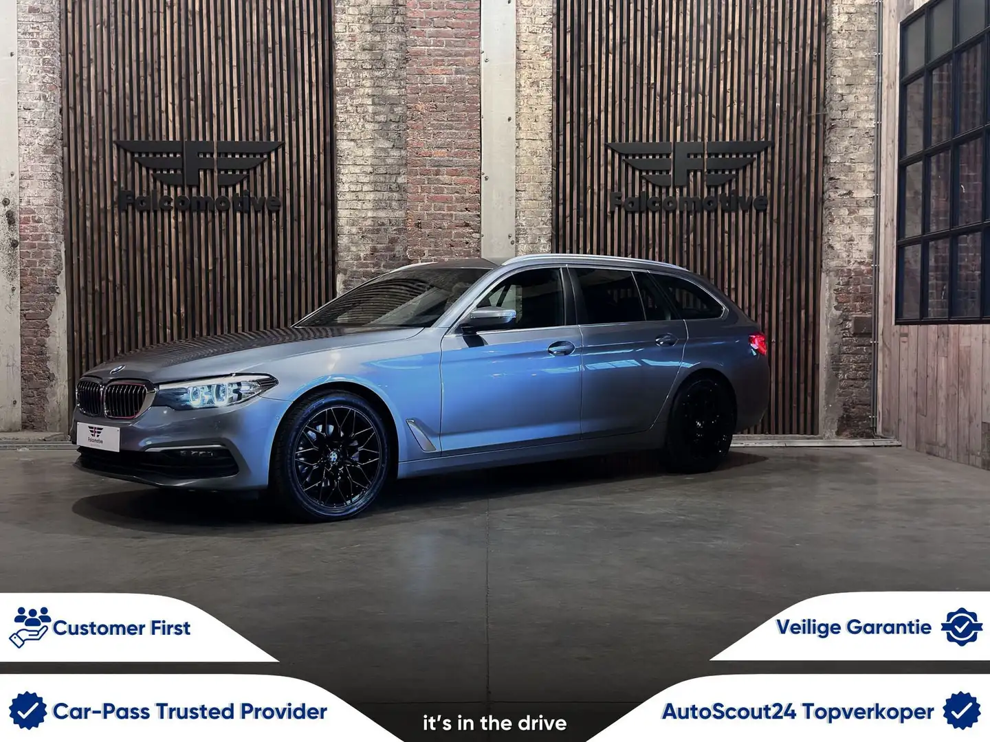 BMW 520 dA*AUT*X-DRIVE*190 pk*NAVI PRO*LED*PDC* Grijs - 1