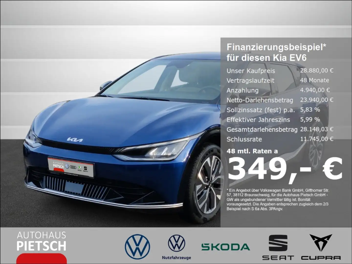 Kia EV6 2WD Air-Paket ACC Wärmepumpe Standhzg Navi digital Niebieski - 1
