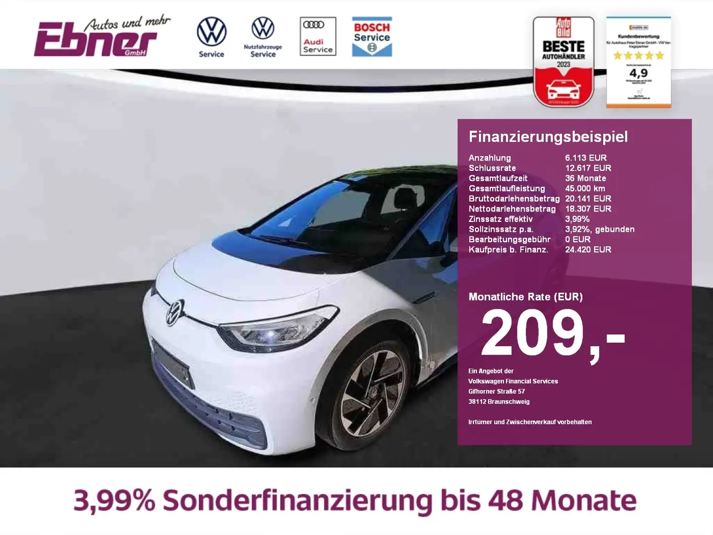 Volkswagen ID.3 STYLE PLUS 62KW/h 204PS MEMORY+KAMERA+ACC+KEYLESS+ Nero - 1