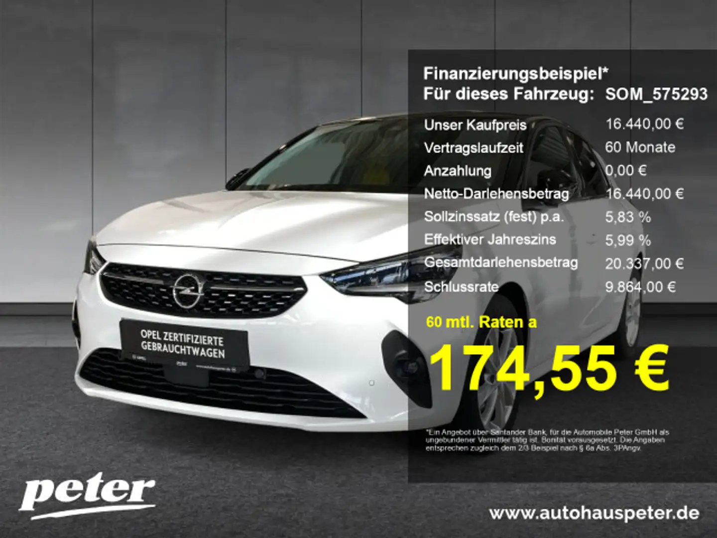 Opel Corsa Corsa 1.2 Turbo Elegance Klimaautomatik Sitzheizun Weiß - 1